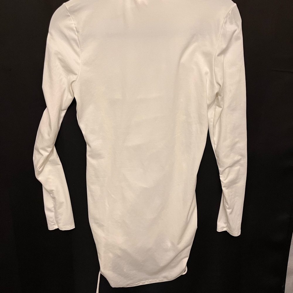 White turtleneck, long sleeve fashion nova dress